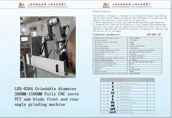 Смельчивый диаметр 200MM-1200MM Полностью CNC Servo TCT Машина для скребления лезвия пилы LDX-026A